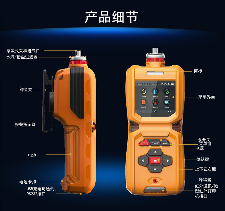 泵吸式六合一氣體檢測儀